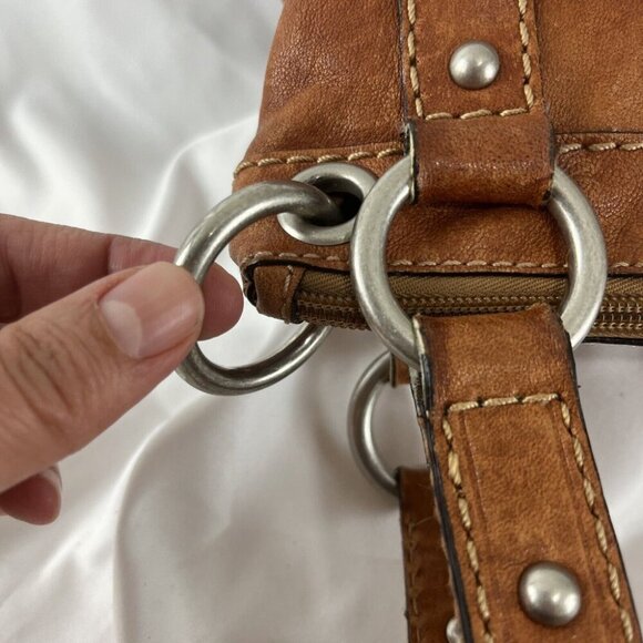 Fossil Cognac-Colour Leather Medium-Size 70s Style Handbag - Picture 9 of 16